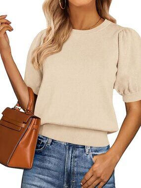 New Pretty Garden Puff Short Sleeve Summer Sweater